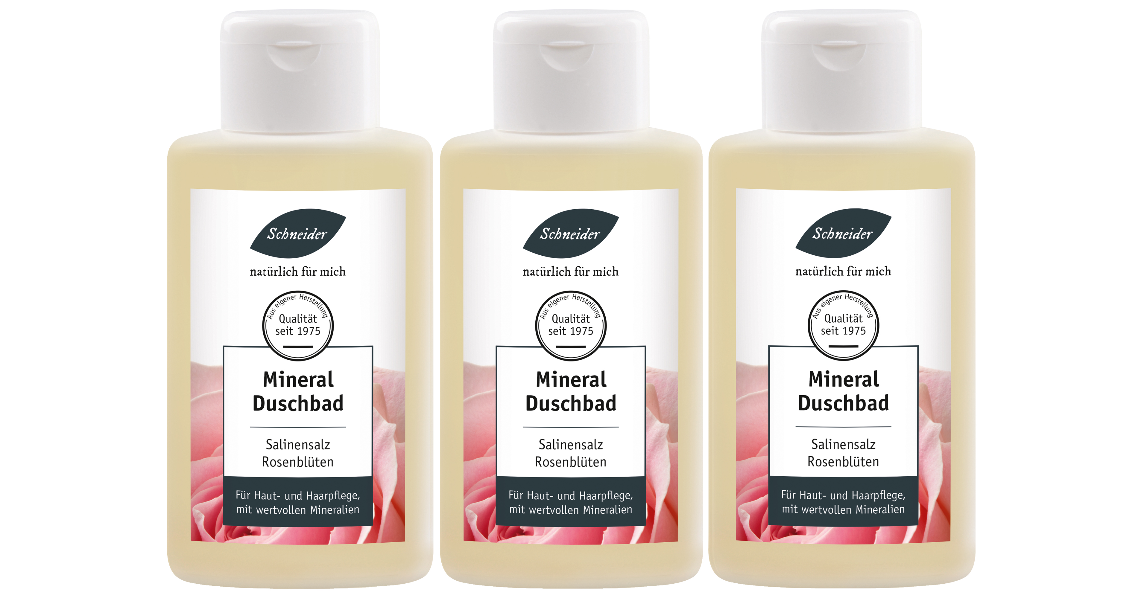 Sparpaket Mineral-Duschbad "Rose" 3 x  250 ml