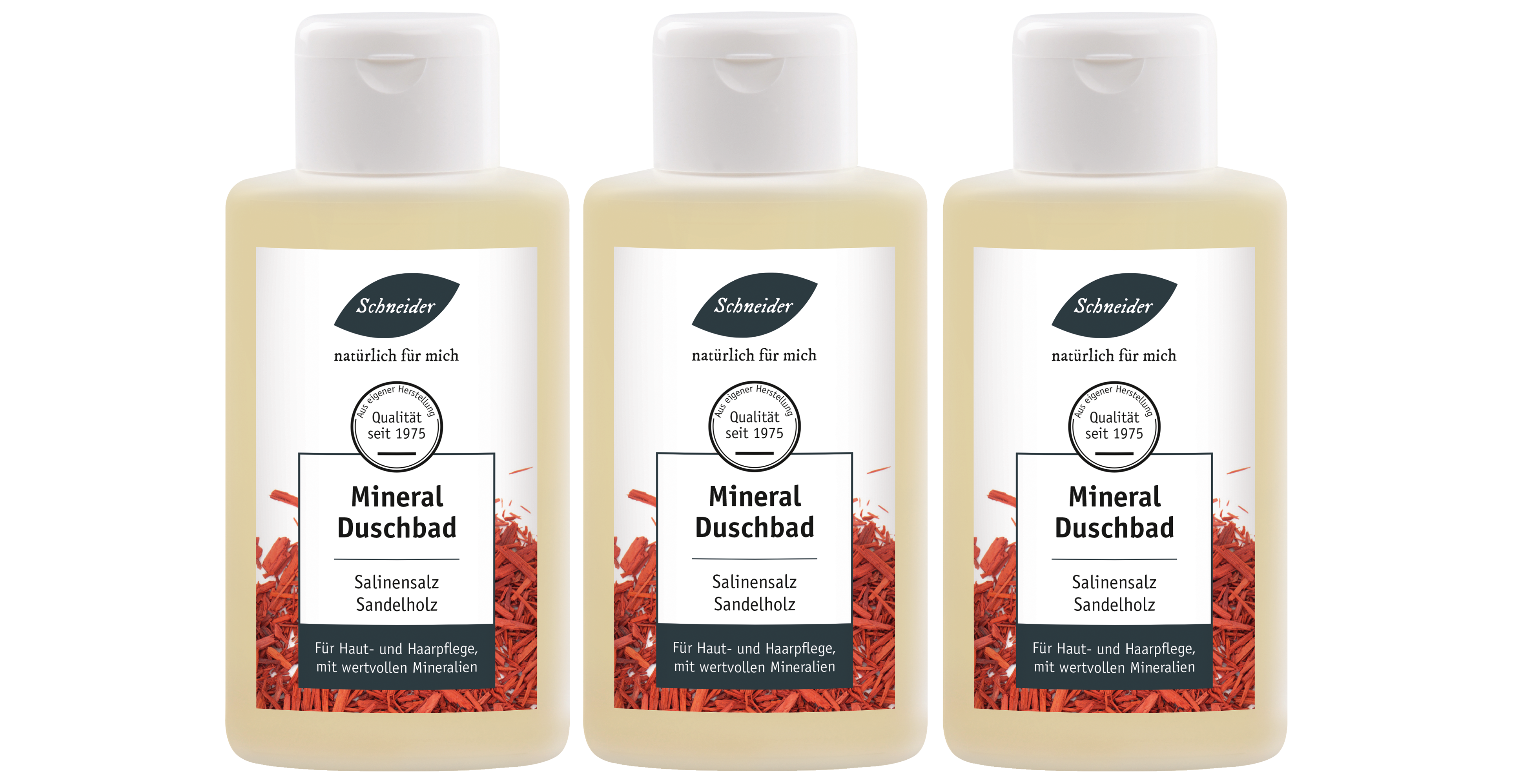 Sparpaket Mineral-Duschbad "Sandelholz" 3 x 250 ml